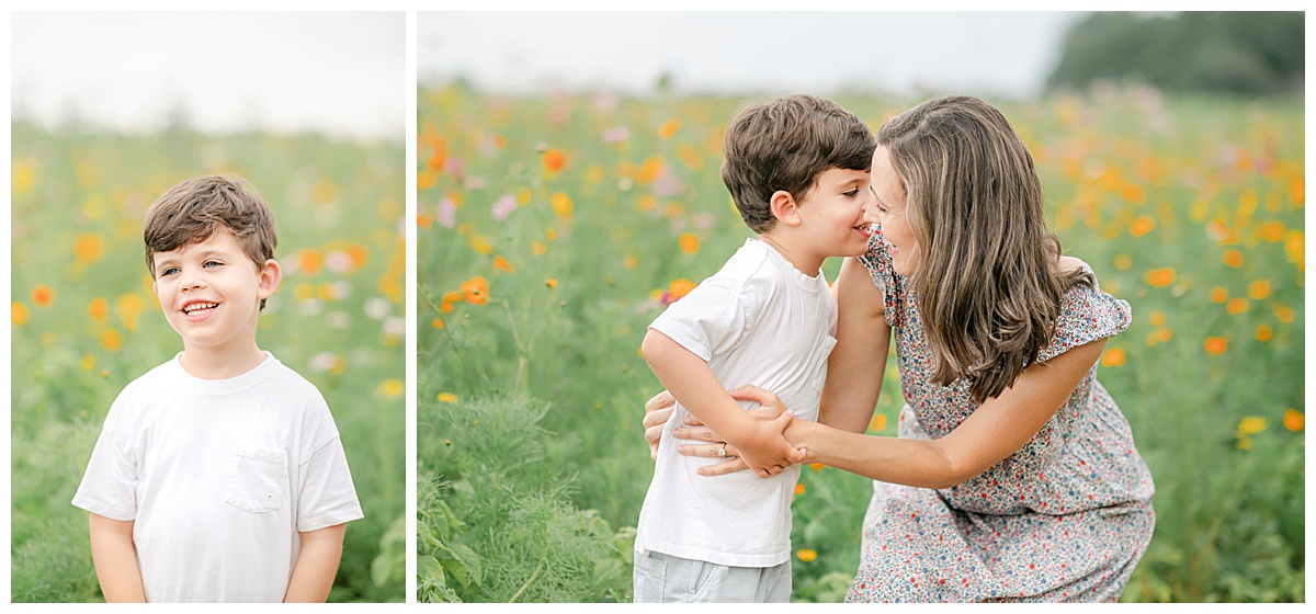 boy and mother in a flower field things to do in winston salem nc